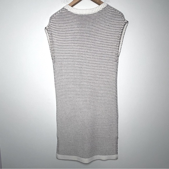 WHITE & WARREN Knit Ribbed Striped Sleeveless Midi Dress Coastal Nautical - Picture 10 of 13